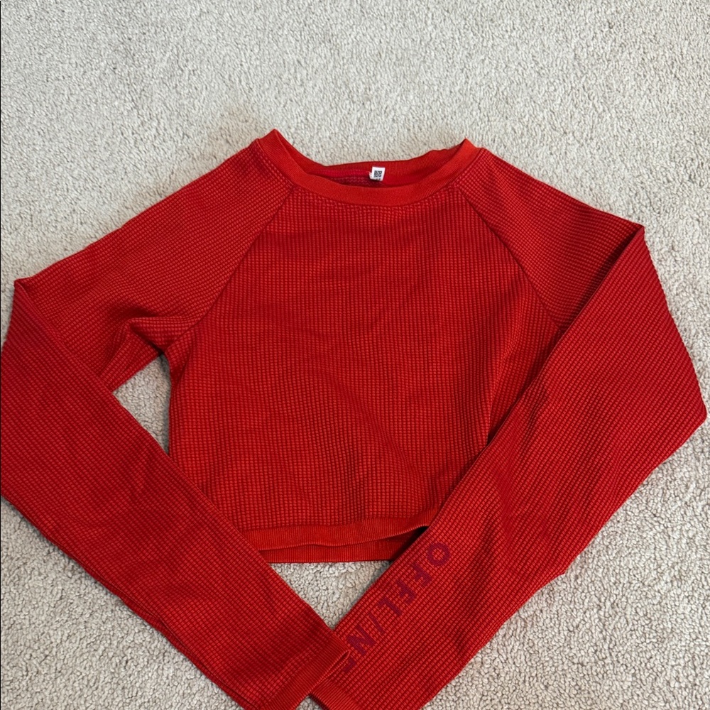 Offline by Aerie Red Long Sleeve Crop Top